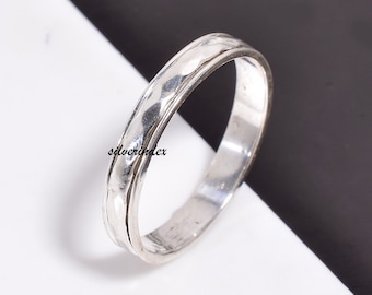 Sterling Silver Hammered Spinner Ring, Anxiety Meditation Ring