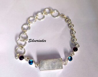 アメジスト&トパーズシルバーブレスレット ハンドメイドのアメジスト＆ブルートパーズ スターリングシルバー
