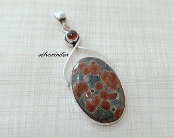 Peanut Gemstone Pendant, Oval Red Stone* 925 Sterling Silver Handmade  Jewelry * New Year Gift