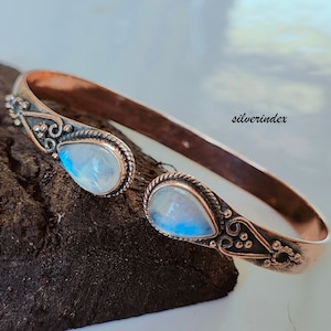 Månstenskoppararmband, justerbart bohemiskt armband, smycken för män och kvinnor