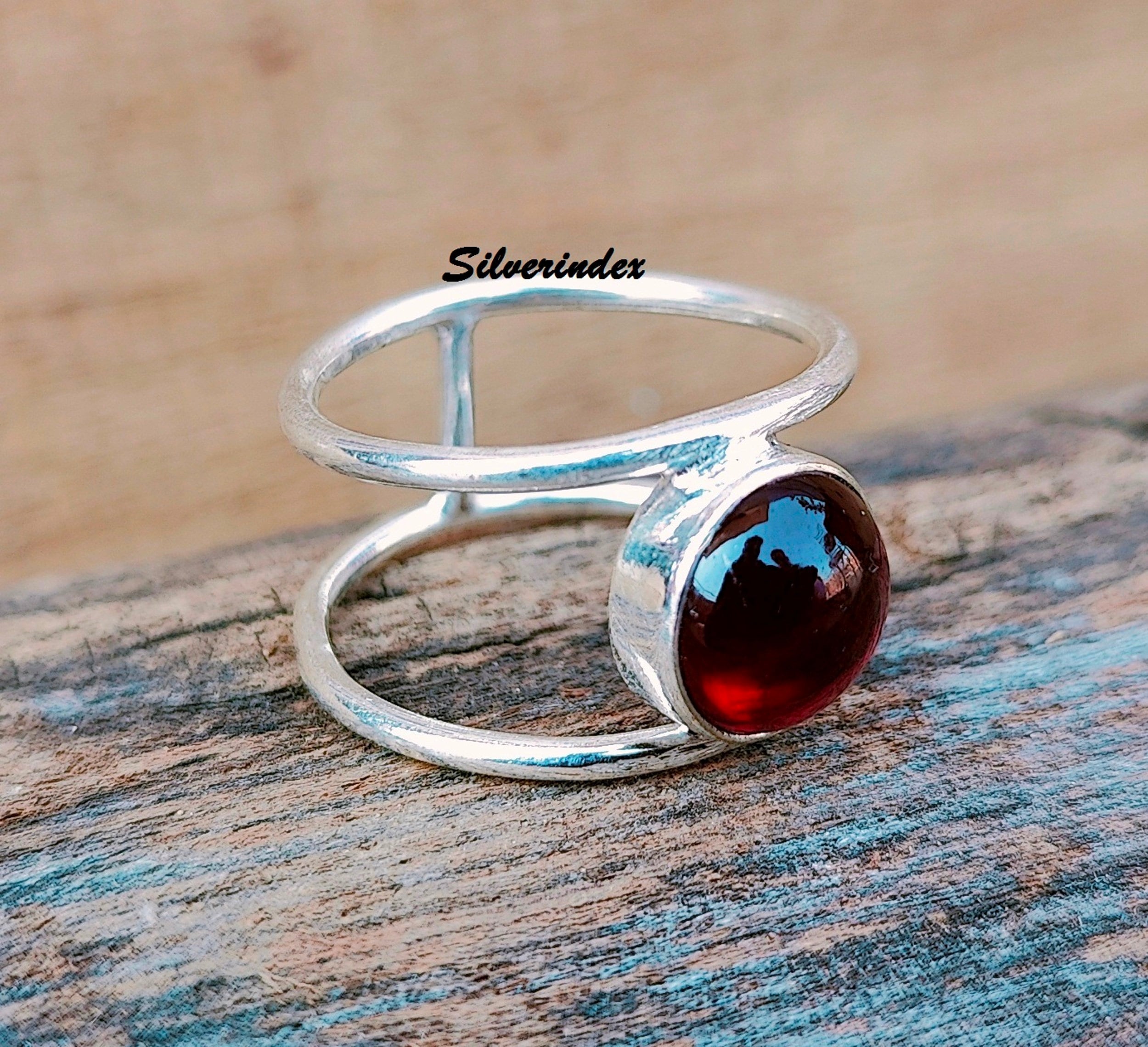 Vurmashop Anello in argento Sterling 925 occhio di Shiva - Pietra Santa Lucia - Donna Bianco Grande - Gioielli Boho Mediterranea Hippie - Fatto a mano - 100% Naturale