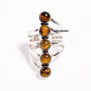 Beautiful Tiger Eye Ring, Sterling Silver Women Ring, Dainty Ring, Multi Stone Handmade Ring, Boho Ring, Tiger Eye Jewelry, Boho Ring Gift