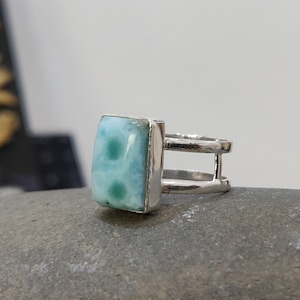 Larimar Ring, Beautiful Band Ring, 925 Sterling Silver, Handmade Ring, Bohemian Ring, Larimar Jewelry, Women Ring, Gift For Her, Love Ring