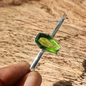 Peridot Coffin Bangle, Peridot 10x17mm Coffin Shape Gemstone Silver Bracelets, Coffin Bangles, Coffin Jewelry, Beautiful Bangle Gift