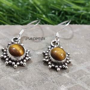 Beautiful Tiger&#39;s Eye Earring, 925 Silver Earring, Handmade Earring, Wedding Earring, Stylish Earring For Girls, Lovely Earring Gift ...