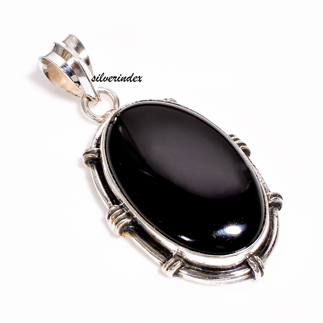 FOTL Symbol Black Necklace オニキス925silver Handmade Oval Black Onyx 925 Sterling Silver Pendant - Etsy
