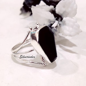 Black Onyx Ring, Coffin Ring, 925 Silver Ring,  Events Ring, Boho Ring,Dainty Ring, Women Ring, Handmade Ring,Promise Ring,Coffin Shape Ring
