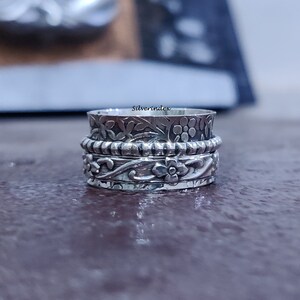 Spinner Ring, 925 Silver Ring, Thumb Spinner, Worry Ring, Fidget Ring, Meditation Ring, Handmade Ring,Beautiful Ring, Women Ring, Gift  Ring