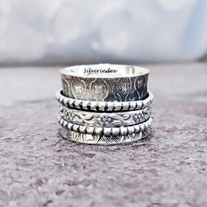 Spinner Ring, 925 Silver Ring, Thumb Spinner, Worry Ring, Fidget Ring, Meditation Ring, Handmade Ring,Beautiful Ring, Women Ring, Gift  Ring