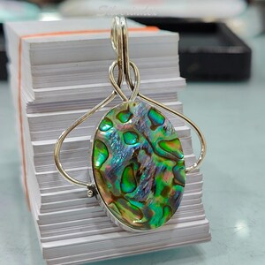 Abalone Shell Pendant For Women, 925 Sterling Silver Pendant, Shell Gemstone Handmade Jewelry, Abalone Shell Necklace Gift For Her Mother