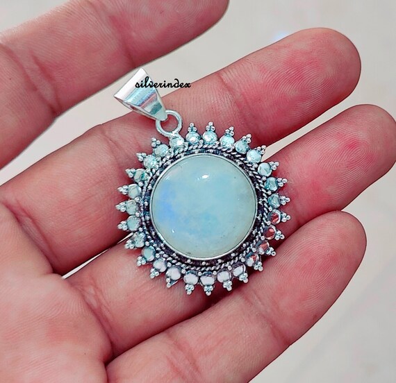 VENACOLY Collana con sole in argento Sterling con ciondolo a forma di sole e luna, per compleanno, regalo di Natale per donne e ragazze, Argento sterling, Turchese