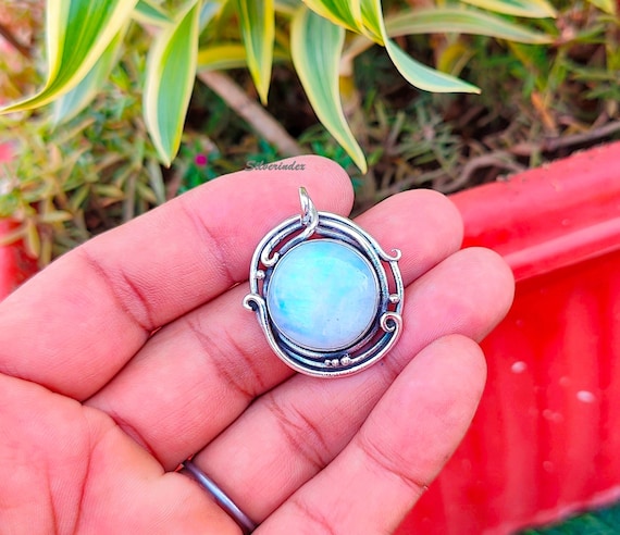 Ciondolo Argento Sterling 925 Con Pietra Di Luna Himalayana - Foto 2