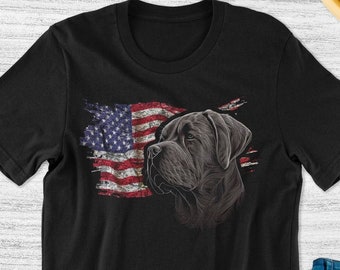 Patriotic Mastiff American USA Flag Short Sleeve Mens or Womens Gift Graphic T-Shirt