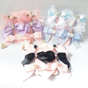 Miniature Bow Hair Clips Set (6pcs) , Hirai, Ryousangata