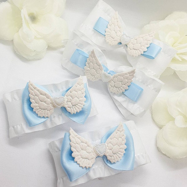 Angel ruffle bow hair clips, cuffs , kawaii, tenshi kaiwai