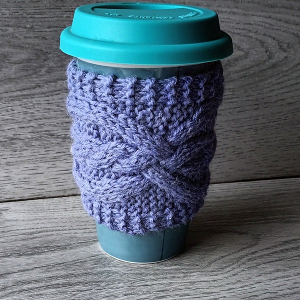 Knitting Pattern: On the Ropes Cup Cosy  * celtic * cup sleeve * Travel cup sleeve * cup scarf * mug sleeve * mug cosy