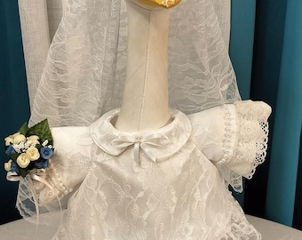 Wedding goose dress. Miss goose is ready to walk down the aisle into her new life . With a beautiful bouquet in her wing.