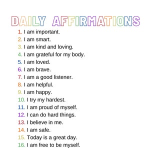 Affirmations quotidiennes pour les enfants