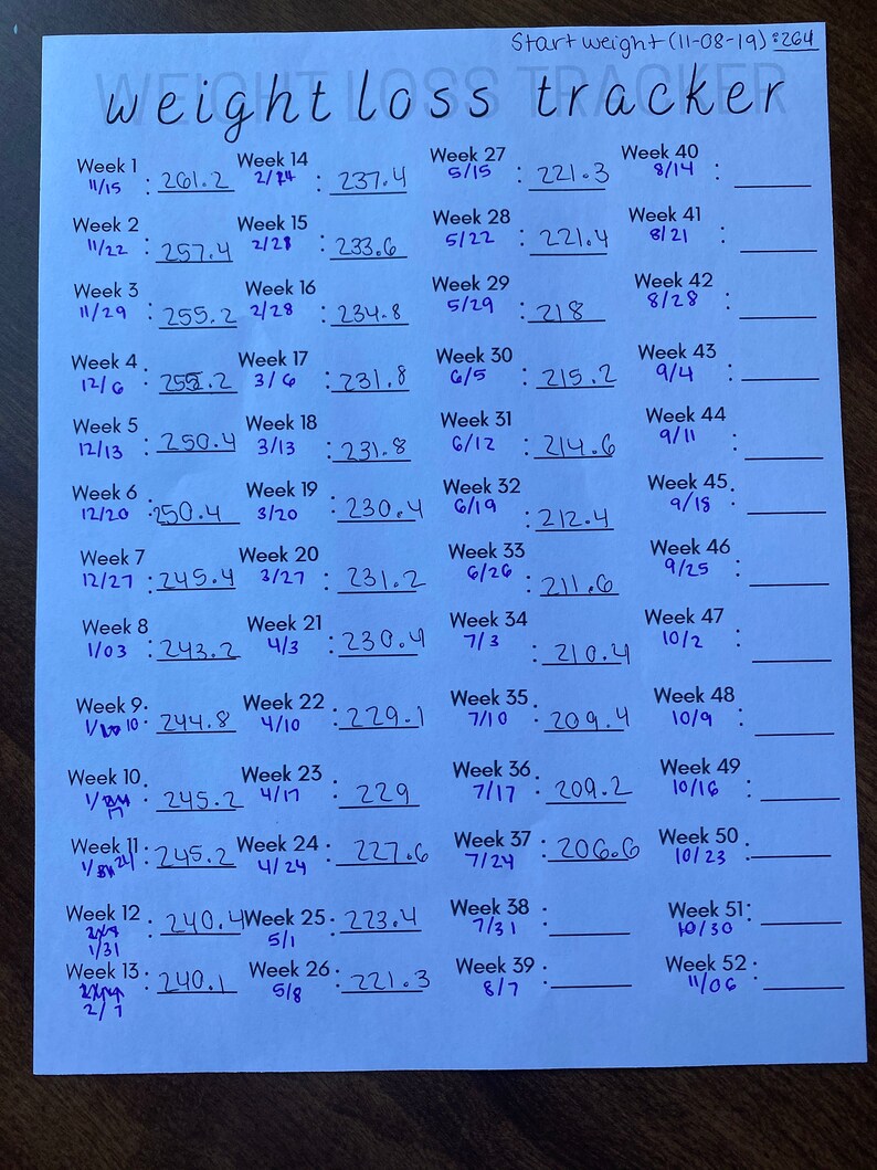 Weight Loss Tracker Etsy