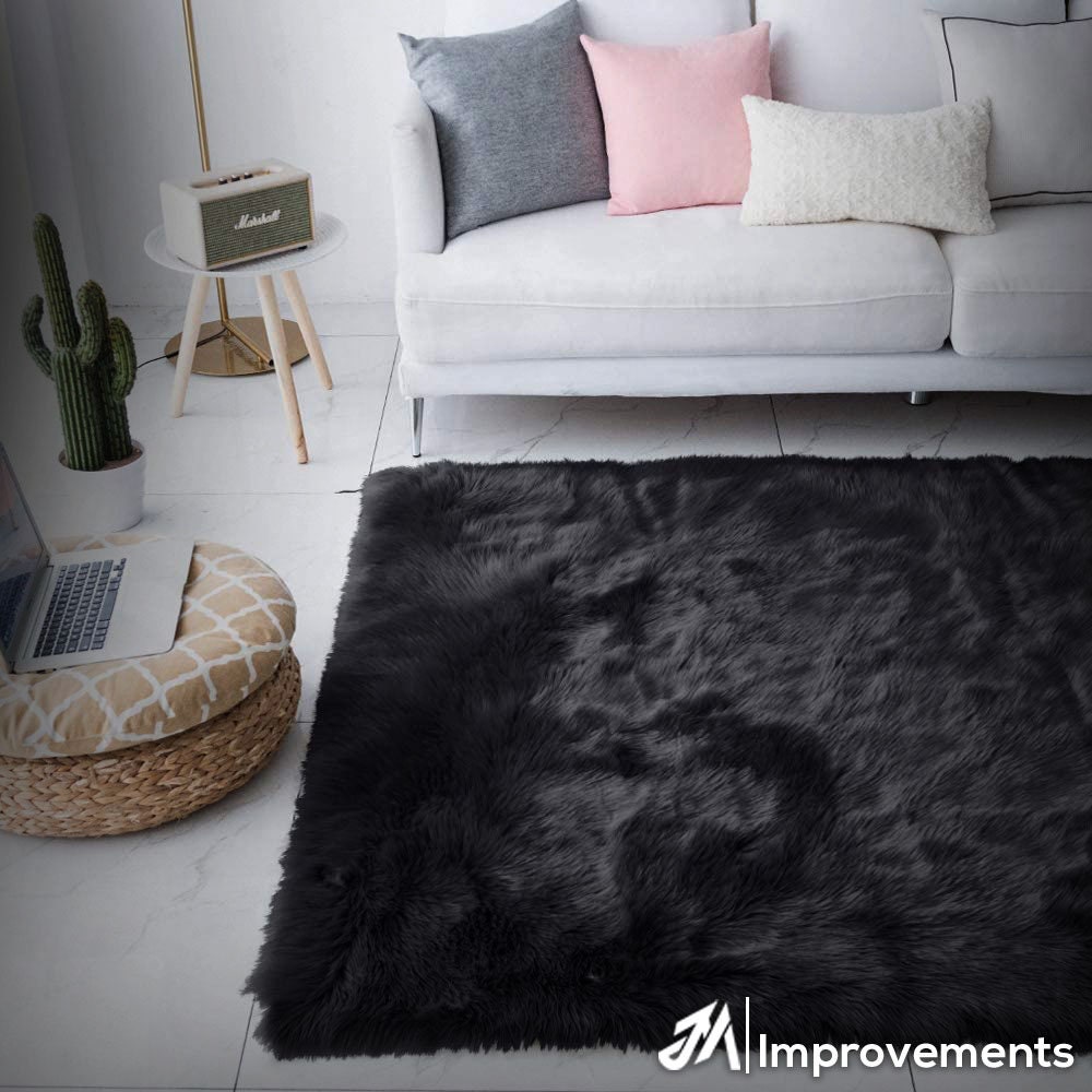 Huge Black Fur Rug JMeloImprovements Etsy