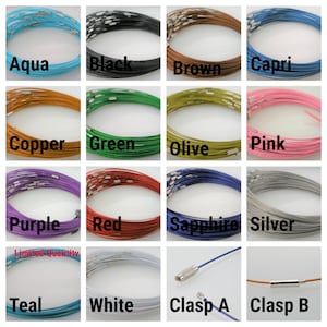 10 pcs, 18 inch Stainless Steel Wire Cable Choker with Screw On Barrel Clasp, 14 Colors, 1mm Diameter
