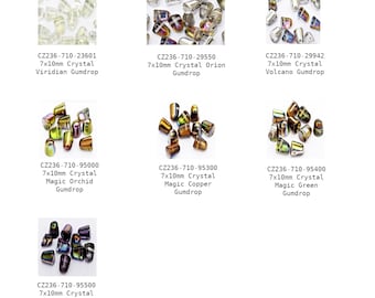 12pcs 7x10mm Gumdrop Beads Czech Glass – 7 Stunning Colors