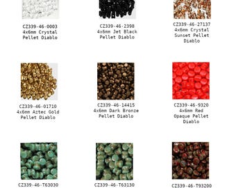 50pcs 4x6mm Pellet Diablo Beads Czech Glass – 9 Stunning Colors
