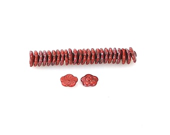 13mm Pinwheel Flower Beads, Red Luster, 25 pcs, Czech Glass