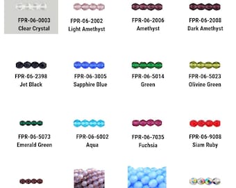 6mm Czech Fire Polish Faceted Round Beads, 25 beads per strand, 31 Colors, First Quality