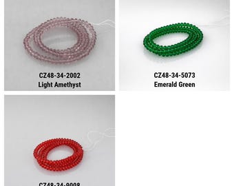 3x4mm Puffed Rondelle Disc Spacer Beads Czech Glass, 16 inch strand