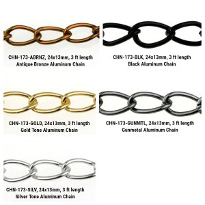 3 Feet Bulk Curb Chain, Large Link Aluminum Chain, 5 Colors, 24x13mm Links, Jewelry Making, Beads, Beading, Crafts