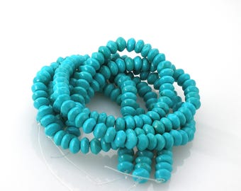 5x9mm Lantern Cut Natural Rondell Turquoise Beads, 16 inch strand