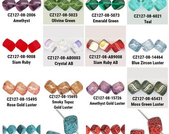 25 8mm Diagonal Hole Cube Beads Czech Glass