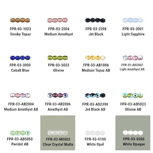 50 3mm Fire Polish Round Beads, Czech Faceted, 27 Colors, First Quality, Firepolish