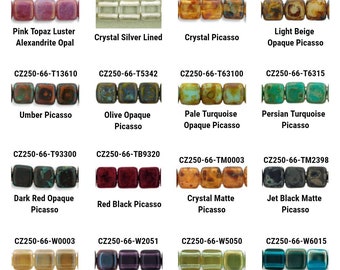 6mm CzechMates 2 Hole Tile Beads, Czech Glass, 84 Colors, 50 Beads per Strand, Bulk Beads, Jewelry Making, Beading