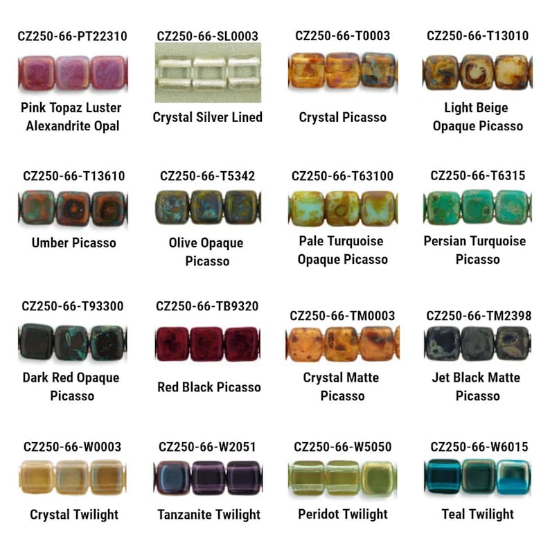 6mm CzechMates 2 Hole Tile Beads in 84 Color to Choose From
