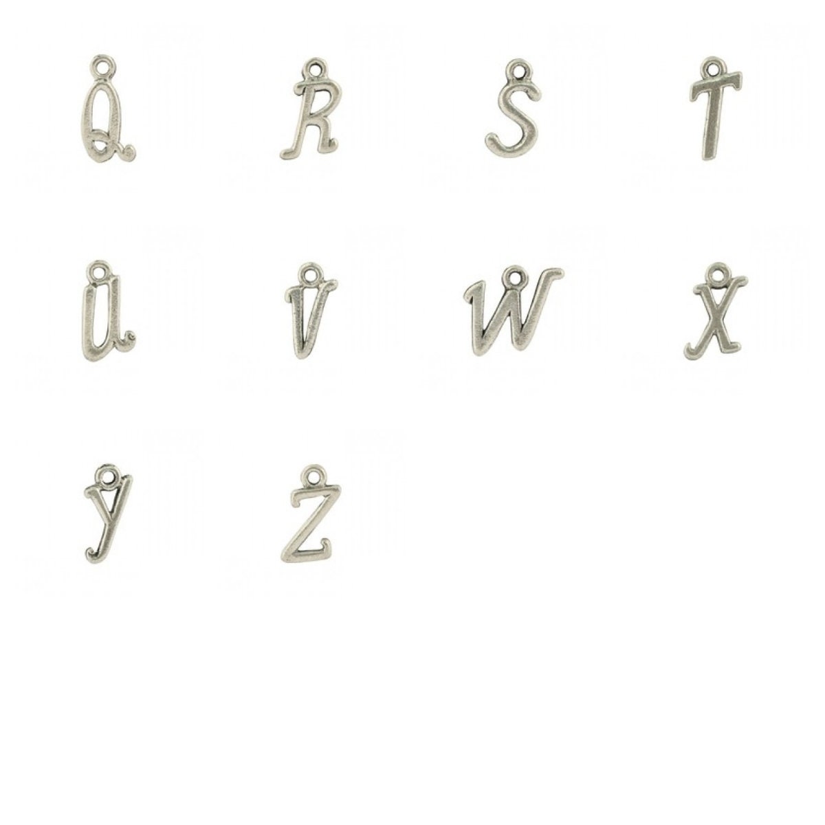 .°⑅ʚたんぬɞ⑅°. 14mm Alphabet Letter Charms, A to Z, in Light Silver Plated
