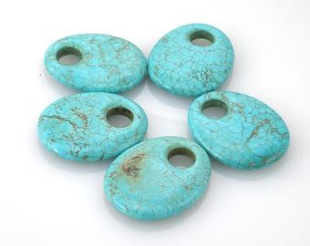 50x40mm Large Chalk Turquoise Teardrop Pendant