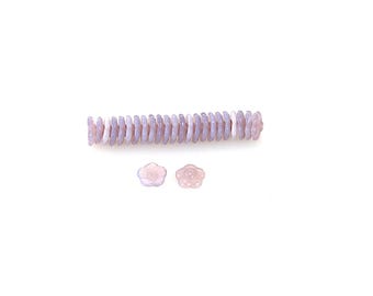 13mm Pinwheel Flower Beads, Amethyst Opal, 25 pcs, Czech Glass