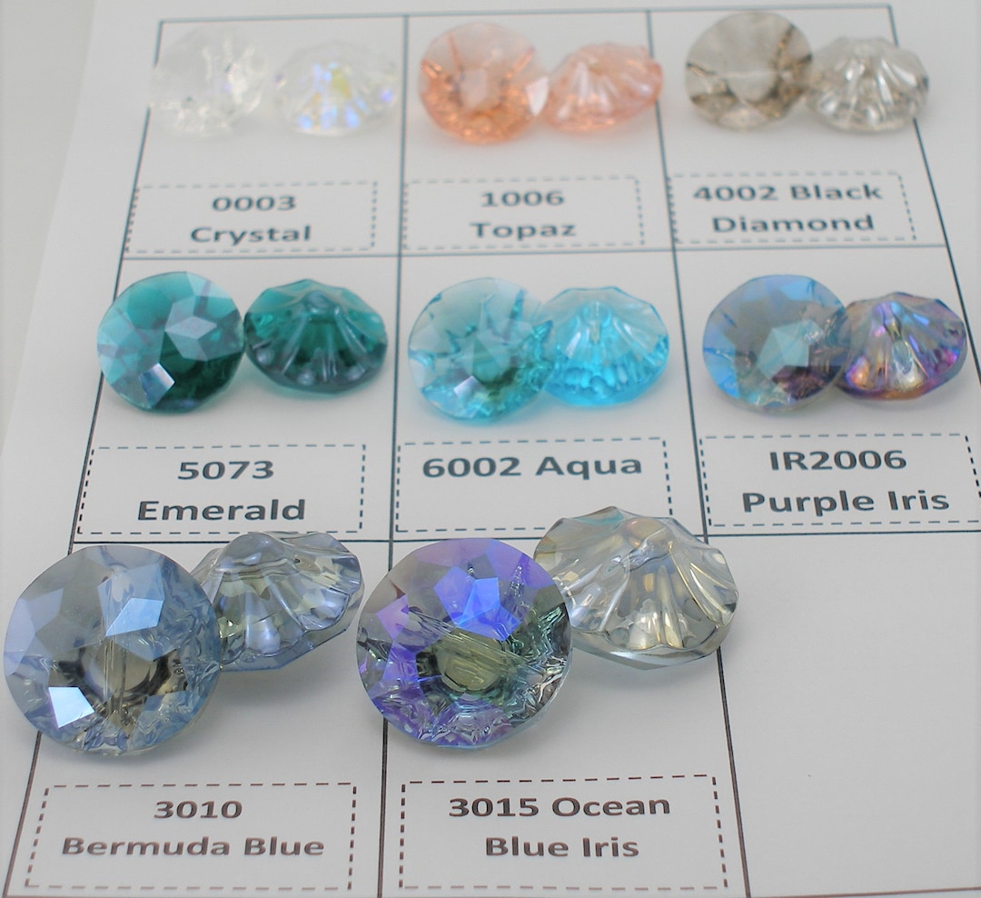 Faceted Round Crystal Buttons, 2 Sizes in 20mm or 25mm, 8 Colors ...