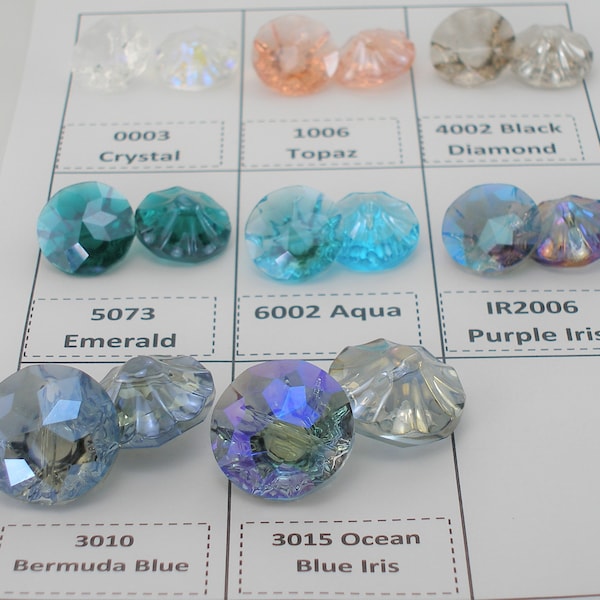 Faceted Round Crystal Buttons, 2 Sizes in 20mm or 25mm, 8 Colors, Crystal Buttons, Glass Buttons, Faceted Buttons