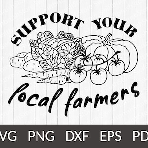 Support your local farmers svg-Small business sign for agriculture produce-Shop local svg decal sticker-Locally made clipart-Commercial use