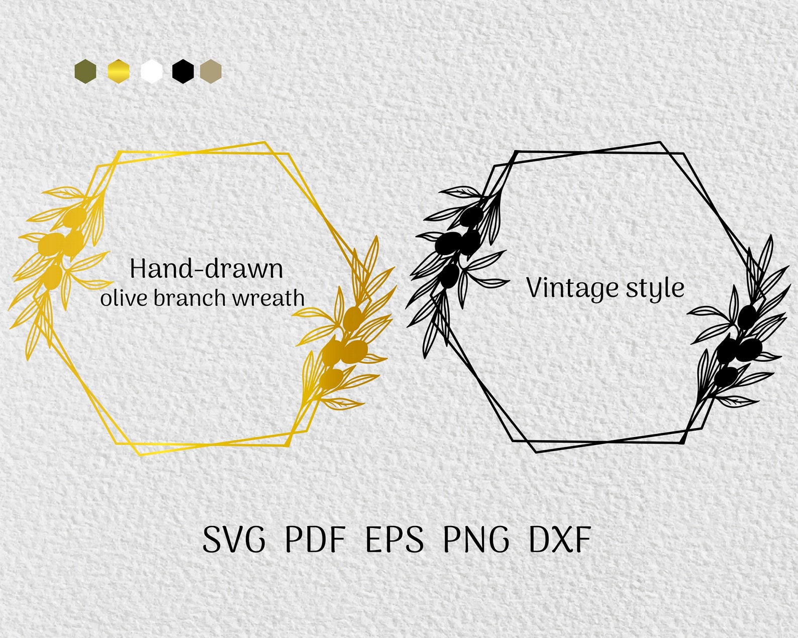 Twig Wreath Svg- Olive Branch Wreath Svg-golden Olive Leaf Frame Png ...