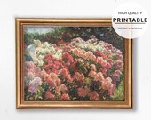Floral Painting, French Garden, French Countryside, Floral Oil Painting, Nature Painting, Printable Art, Digital Prints, Landscape Flower