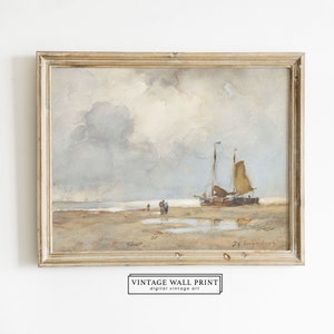 Sailboat Vintage Watercolor, Antique Nautical Print, Seascape Painting, DIGITAL Wall Print