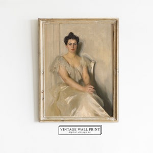 Woman Portrait Painting, Vintage Portrait Print, Antique Oil Painting, French Vintage Art, DIGITAL Wall Print