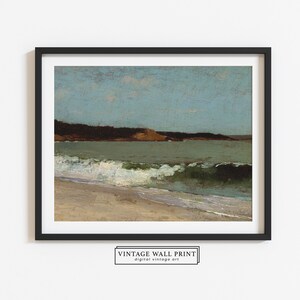Ocean Waves Painting, Antique Seascape Print, Vintage Coastal Painting, Moody Beach Print, Beach House Decor, PRINTABLE Wall Poster