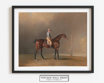 Horse Race Print, Antique Horse Print, Vintage Animal Print, Vintage Oil Painting, Rustic Vintage Art, PRINTABLE Art