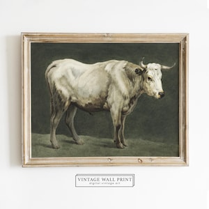 Vintage Cow Print, Antique Cow Painting, Farm Animal Print, Animal Wall Art, Antique Oil Painting, Printable Poster, DIGITAL Print