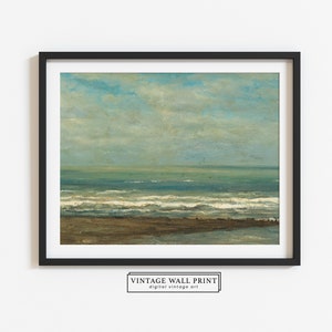 Ocean Antique Painting, Sea Landscape Print, Beach Print, Coastal Vintage Print, Beach House Decor, PRINTABLE Wall Art